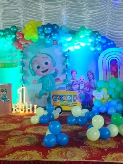 A wider view of the Cocomelon stage, showing the full setup.