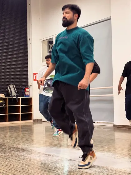 An action shot from a class, full of movement and energy.
