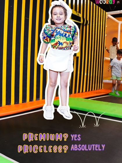 The joy of jumping on our indoor trampolines. It's a great way for kids to burn off energy in a fun and safe environment.