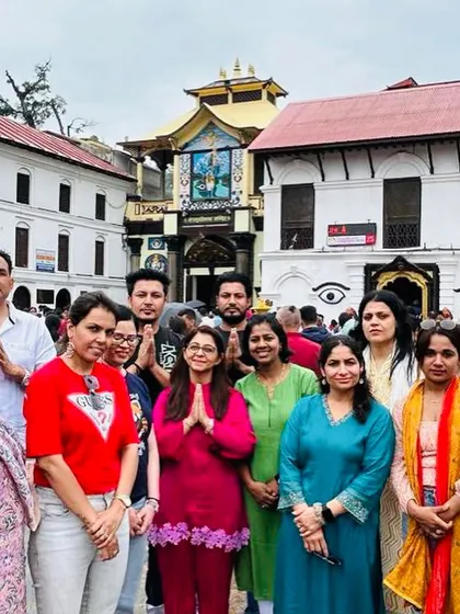 Our retreat participants gathered at the Pashupatinath Temple complex. The energy of this place is palpable, and it was a privilege to share this moment of reverence together.
