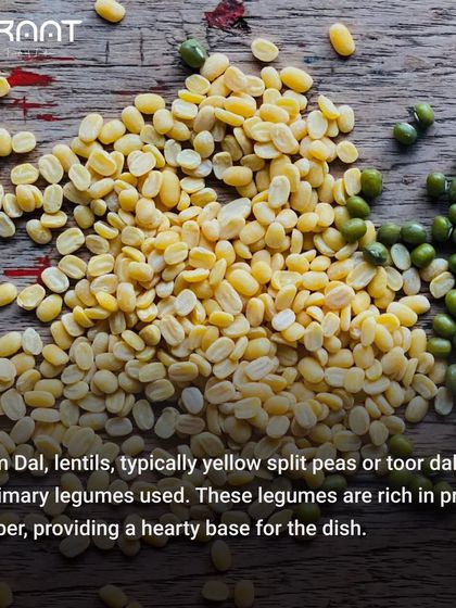 The heart of our Aam Dal is yellow split peas or toor dal, providing a hearty, protein-rich base for this traditional dish.