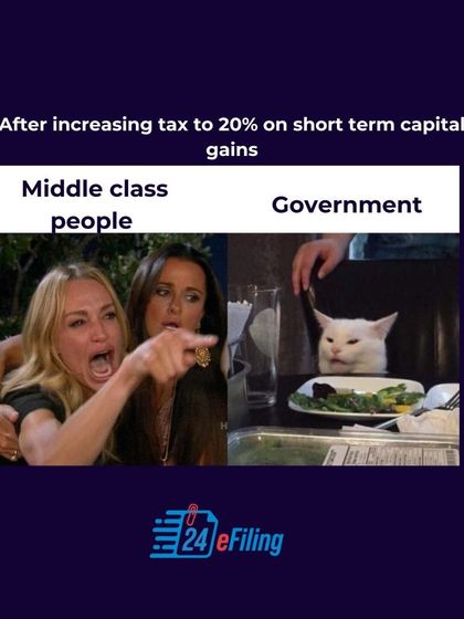 This meme captures the feeling of many middle-class individuals about the increased tax on short-term capital gains announced in the budget. Sometimes, humor is the best way to react to policy changes.