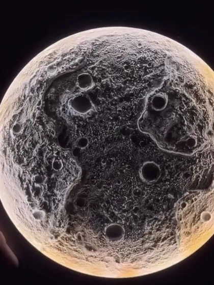 A close-up of the moon lamp in the dark. The detailed texture makes you feel like you're looking at the real moon.