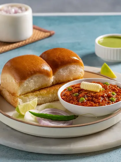 Pav Bhaji from Gulab Sweets, with soft, buttery pavs and a rich vegetable mash.