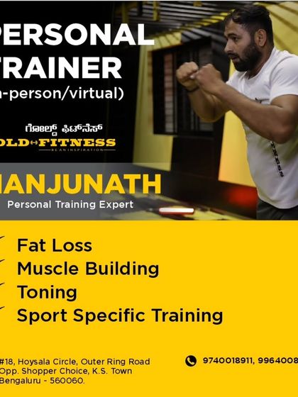This is Manjunath, a personal training expert on our team. He offers both in-person and virtual coaching for fat loss, muscle building, toning, and sport-specific goals.