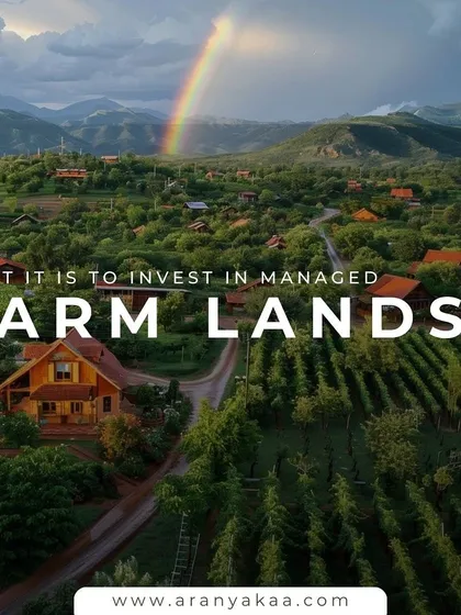What does it mean to invest in managed farmlands? It means owning a piece of a serene, appreciating asset, like this beautiful landscape with a rainbow, without the operational complexities.
