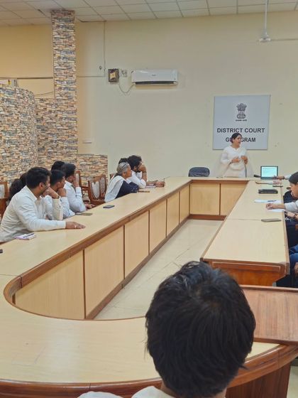 Leading a training session for advocates and paralegal volunteers at the District Court in Gurugram. Continuous legal education is essential for those of us in the justice system.