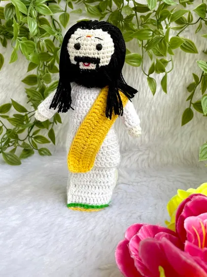 A replica doll of the spiritual leader Sri Sri Ravishankar Guruji. It was an honor to create this doll, and I was so happy to hear it was shown to Guruji himself.