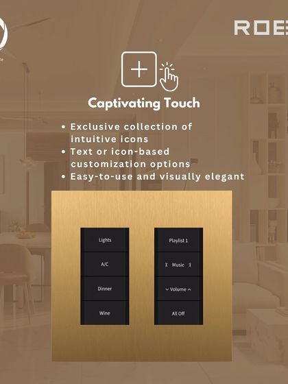 This image showcases the captivating touch of QUANTICA keypads, with options for text or icon-based customization for intuitive and visually elegant control of lights, A/C, and music.