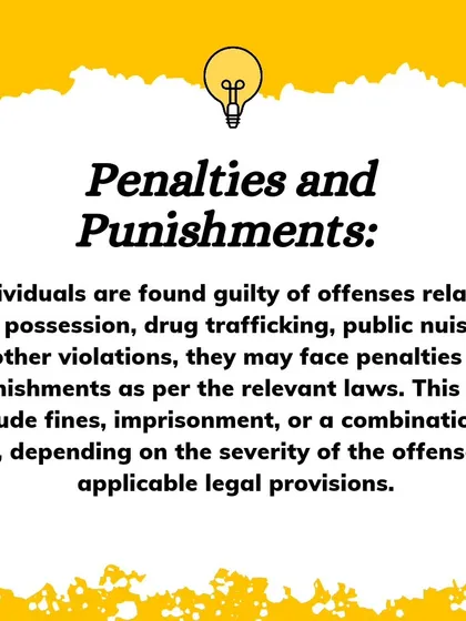 Penalties and Punishments for Illegal Activities. Individuals found guilty of offenses like drug possession, public nuisance, or other violations during a raid may face fines, imprisonment, or both, depending on the severity of the offense.