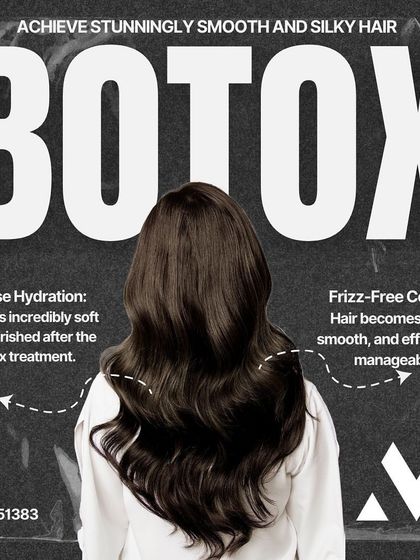 This graphic breaks down the key benefits of my Hair Botox service. You get intense hydration for soft, nourished hair and complete frizz-free control for a sleek, manageable style.