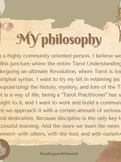 My philosophy is community-oriented. I want to build a community of dedicated practitioners who approach Tarot with seriousness and discipline. We are in a revolution where Tarot's original syntax is being lost, and I want to help retain its history and lore.