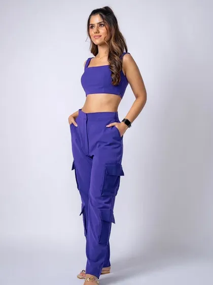 A clean and simple makeup look for Raki Designs, perfect for this casual and cool purple co-ord set.