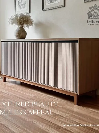 This textured sideboard demonstrates how our premium veneer finishes can be applied to create stunning, timeless pieces of furniture beyond just wardrobes.