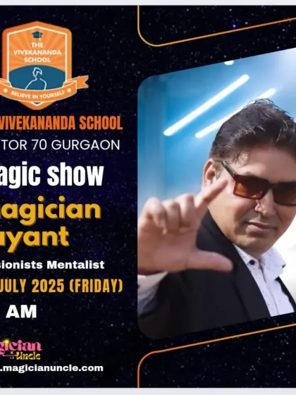 This is a promotional poster for my show at The Vivekananda School in Gurgaon. I perform regularly at schools across Delhi NCR and am available for bookings throughout India for school functions.