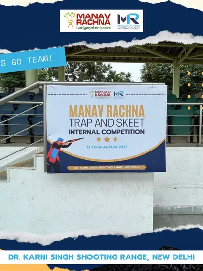 A banner for our internal Trap and Skeet competition at the Dr. Karni Singh Shooting Range. These events are vital for our athletes' development and competitive readiness.