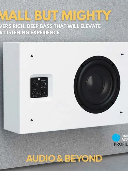Small but mighty, the Gallo Acoustics ProfileSub delivers rich, deep bass from a slim, on-wall enclosure. It's the perfect solution for adding powerful low-frequency sound without sacrificing floor space, integrating cleanly into your room's design.