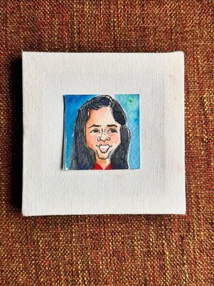 A flat lay of my mini Shweta portrait.