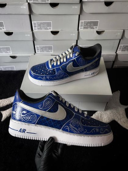 Another angle of the paisley wedding custom sneakers.