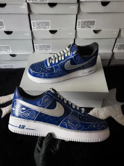 Another angle of the paisley wedding custom sneakers.