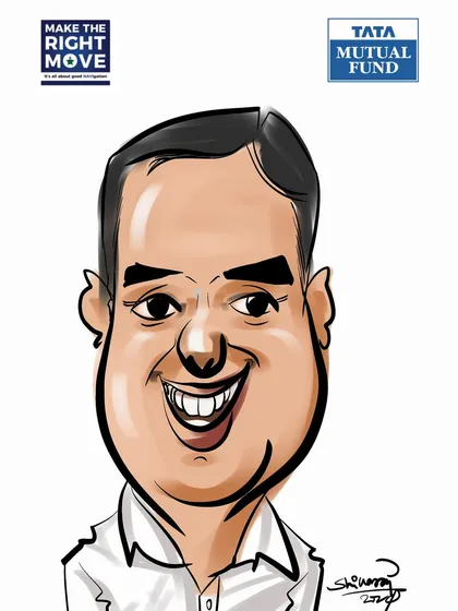 A smiling caricature created for an attendee at the Vivanta by Taj event. These portraits serve as a fantastic and memorable gift from the company to its people.