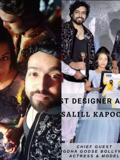 A collage capturing the excitement of the Best Kids Designer award night. Sharing this moment with actress Mugdha Godse was a highlight.