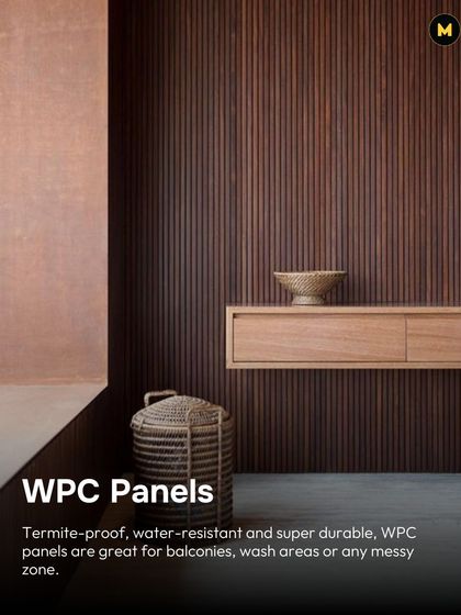 WPC panels are termite-proof, water-resistant, and super durable. Their resilience makes them a great choice for balconies, wash areas, or any zone that is exposed to moisture and wear.