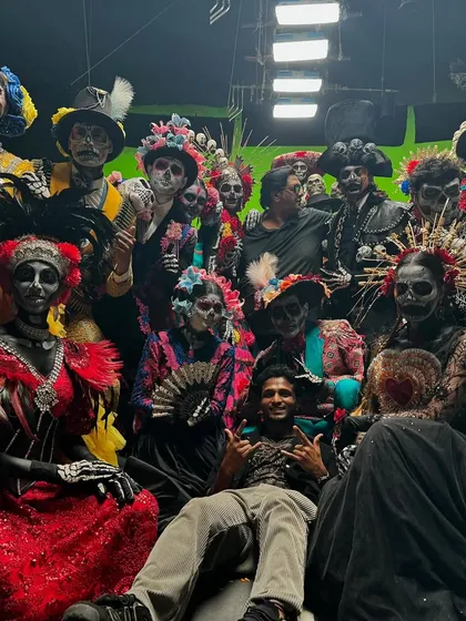 A look from behind the scenes of a massive "Day of the Dead" themed shoot I choreographed. I love bringing ambitious creative concepts to life, working with large casts of models in full costume and makeup to create something truly unforgettable.