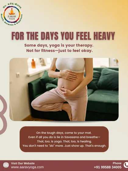 For the days you feel heavy, especially during pregnancy, yoga is therapy. This image of an expecting mother in a gentle pose reminds us that sometimes just showing up to breathe is enough.
