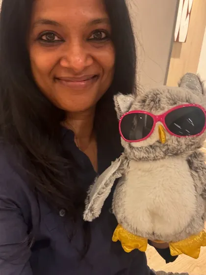 Getting ready for a storytelling session for the Summersault kids, with my special jury member in attendance. These sessions blend stories and music to create an engaging experience.