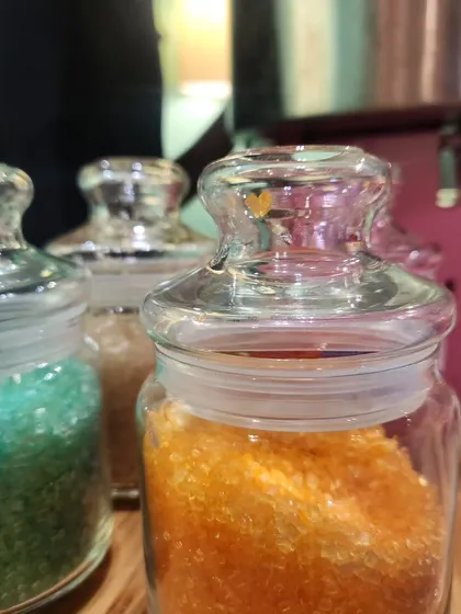 The colors of happiness! Jars of flavored sugar ready for the cotton candy machine.