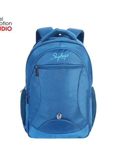A branded front shot of a blue Skybags backpack, ready for your online store.