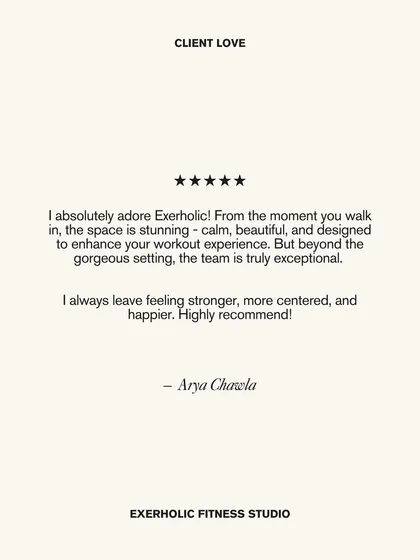 "I always leave feeling stronger, more centered, and happier." This feedback from Arya Chawla perfectly captures the goal of every class I teach.