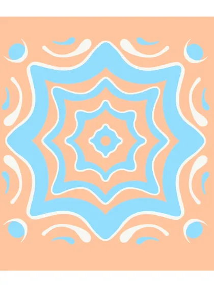 Another mini mandala for a mindful pause. The soft peach and blue colors create a soothing effect, and the flowing lines are meant to be calming to the eye.