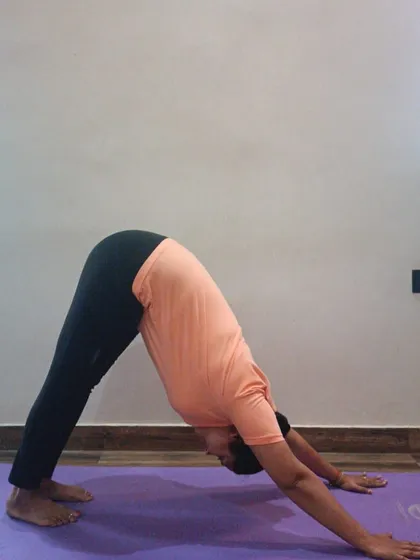The practice of Adho Mukha Svanasana (Downward-Facing Dog). This rejuvenating pose helps to improve blood circulation to the brain, which can help reduce anxiety and fatigue.