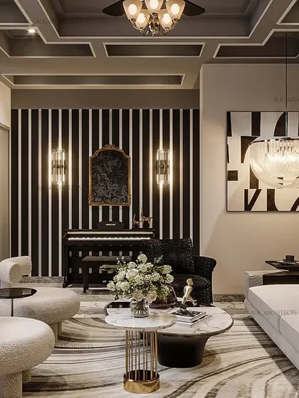We transformed this basement into a stylish living space with a sleek black and grey theme. Coffered ceilings add depth and dimension, while strategically placed mirrors and a piano nook make it the perfect blend of modern elegance and comfort.