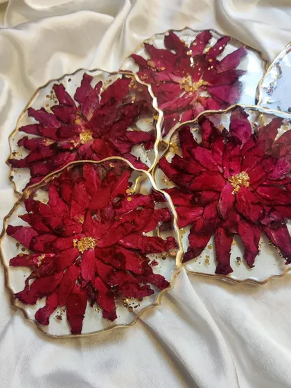 These images and videos showcase my bulk order capabilities, from colorful keychains to elegant floral coasters. Each item can be customized to fit your event's theme and budget.