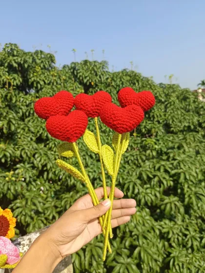 A handful of red heart flower stems.