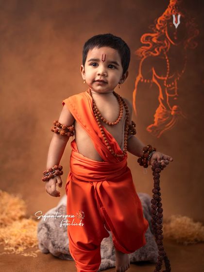 The grace and elegance of Lord Rama beautifully embodied by this little girl, showcasing our versatile and inclusive approach to themed photography.
