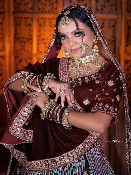 A dynamic portrait of the bride, capturing a moment of movement and expression.