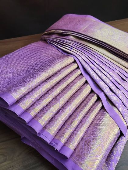 This lovely lavender silk saree was pre-pleated for my client in the US, ready for her special occasion.