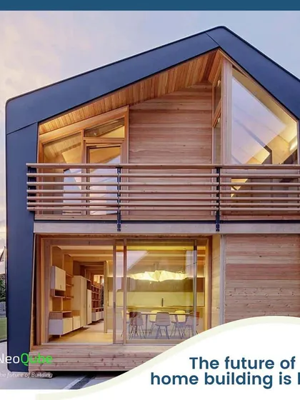 A compact and smartly designed two-level home, perfect for a small family or as a modern retreat. The A-frame roof and mix of wood and dark cladding create a unique and stylish look.