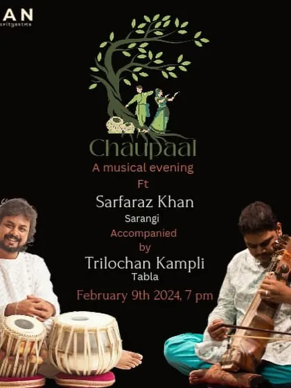 The official poster for a 'Chaupaal' musical evening with Sarfaraz Khan.