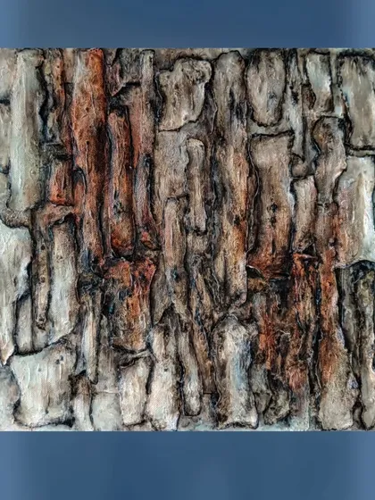 Titled 'TEXTURA', this large 3ft by 3ft piece is inspired by the rugged, resilient bark of a tree. I used mixed media on wood to create deep grooves and cracked patterns, capturing the beautiful imperfection and strength found in nature.