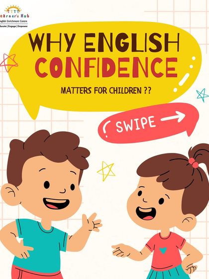 This series of images explains why English confidence matters for children. A strong foundation in the language is crucial for their social, academic, and future career success.