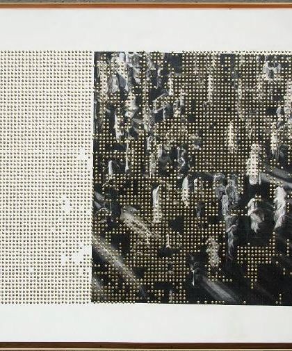 A detailed look at "Beautiful Memories" by artist Kisalay Vohra, featured in our Art Annual 2016. This mixed media piece uses pins to symbolize the joy and pain of memories, demonstrating the conceptual depth of the works we exhibit.