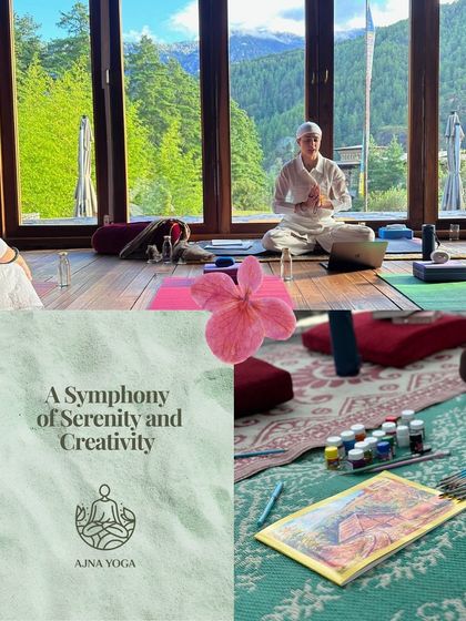 A symphony of serenity and creativity in Bhutan. Our yoga sessions are often held with stunning views of the valley, and we incorporate creative practices like painting to integrate the day's energy.