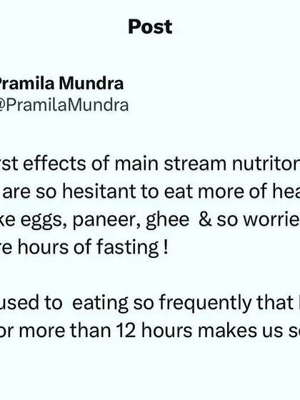 Mainstream nutrition advice has made people hesitant to eat healthy foods like eggs, paneer, and ghee, and scared to try fasting beyond 12 hours. We have been conditioned to eat frequently, but our bodies thrive when given a rest.