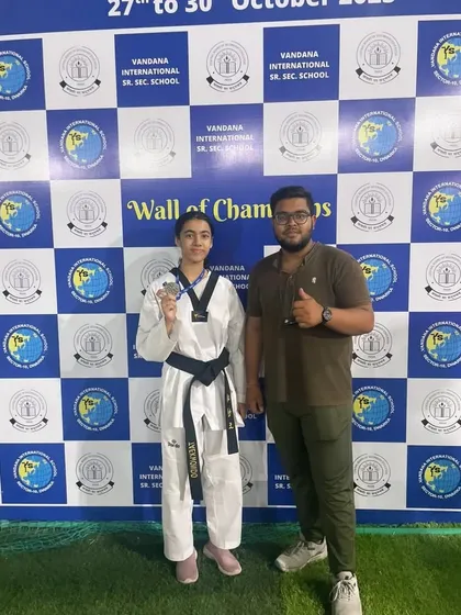 Aalya Gupta with her silver medal from the CBSE Central Zone Championship. She was one of four medalists from our academy at this event, all of whom qualified for nationals.