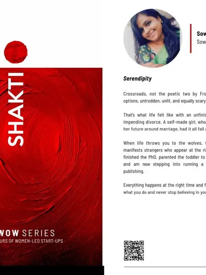 Being featured in the "Shakthi" book as part of The WOW Series for women-led start-ups was a deeply personal milestone. It speaks to my journey of finishing a PhD, raising a child, and building a venture from the ground up. It's a reminder that everything happens for a reason if you keep believing in your work.
